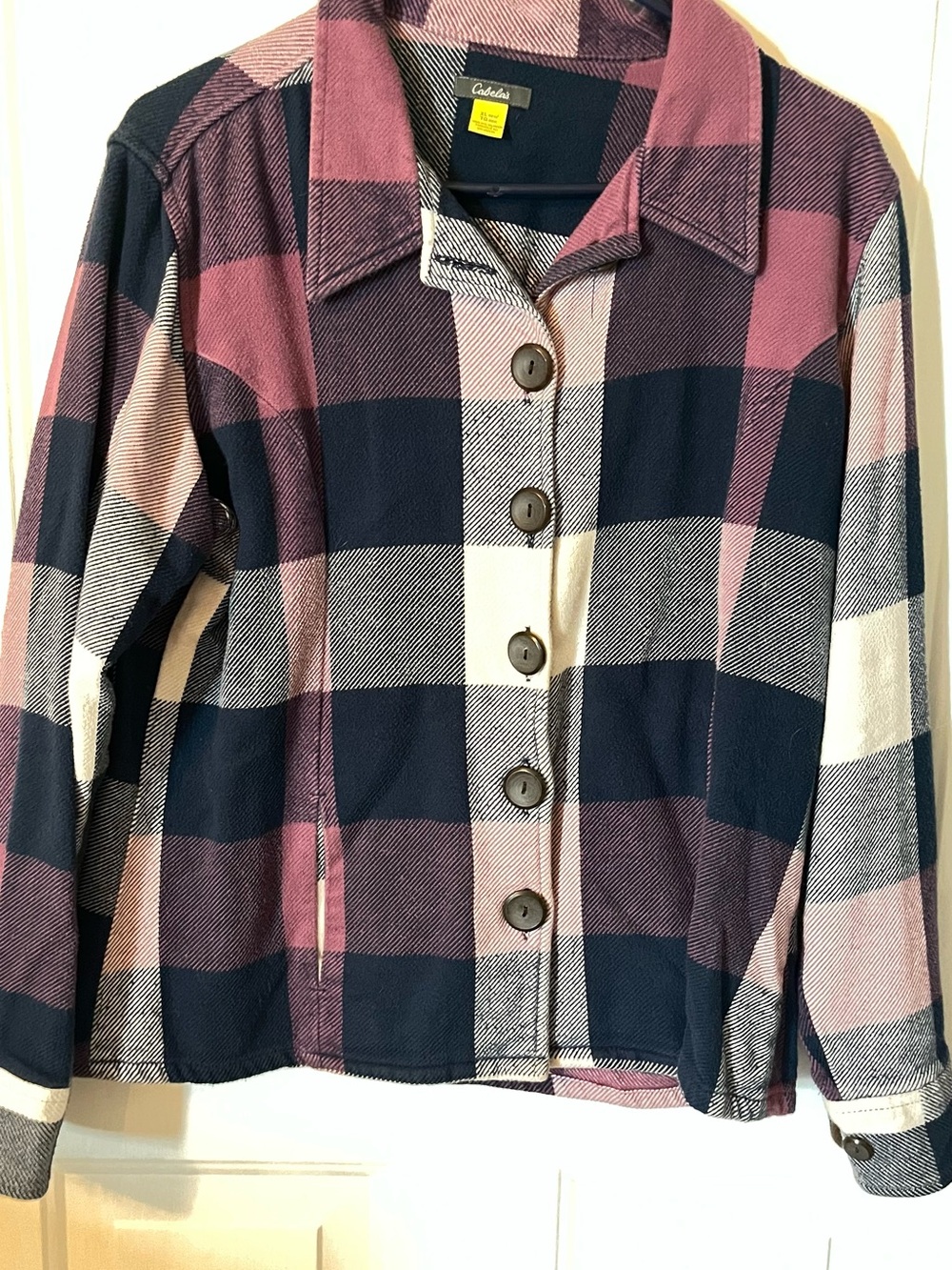 Cabela's Navy, Mauve and Cream Plaid Button-Front Jacket